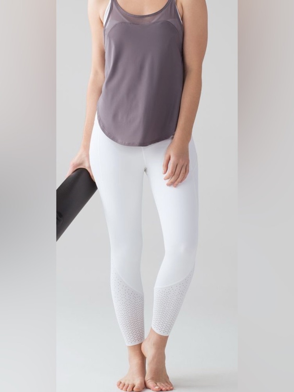 Lululemon Anew Leggings White High-Waist Laser Cut Legs Size 6